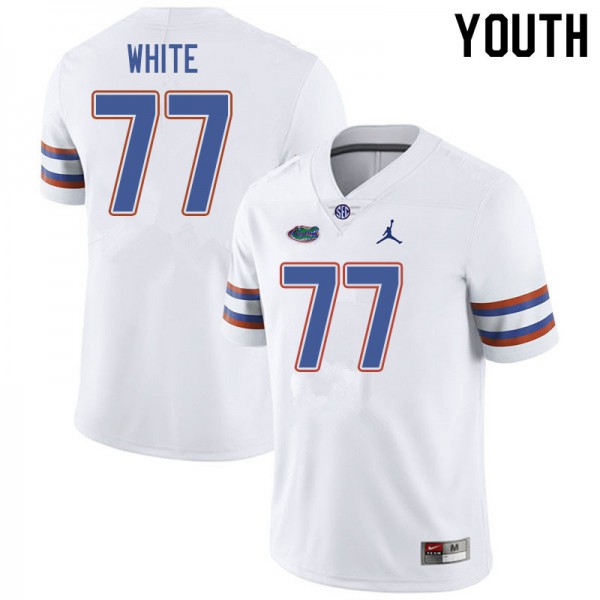 Jordan Brand Youth #77 Ethan White Florida Gators College Football Jersey White